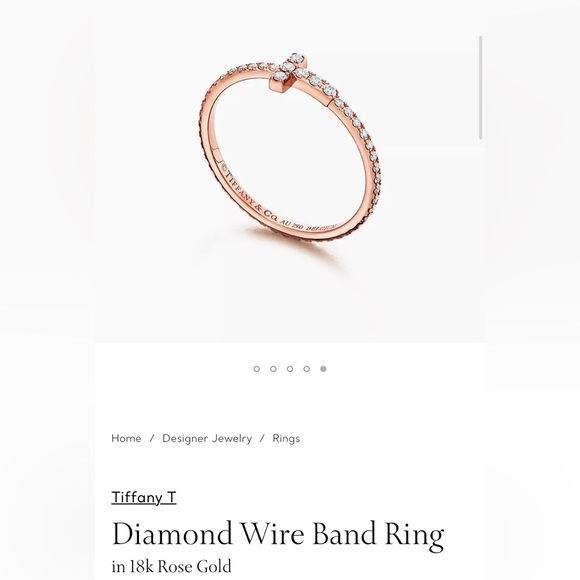 💍 Tiffany T Diamond Wire Band Ring 18k Rose Gold / Size 5 - Picture 2 of 8